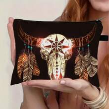 1pc Western Style Cowgirl Skull Toiletry Bag - Western Themed, Polyester Material Washable Design, Portable Makeup Bag, Toiletry Pouch, Hanging Handle, Suitable For Camping, Outdoor, Business - Cowgirl Gift, Western Style (Unscented, Unisex) Toiletries Bag Travel Toiletry Bag Wash Bag Shower Bag Large Capacity For Women Packing Cubes Travel Essential Cruise Essentials Holiday Essential - Multicolor - View 8