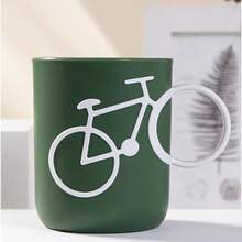 Taza de PP en forma de bicicleta para baño, soporte para cepillo de dientes, taza irrompible y reutilizable, tazas para gárgaras, tazas para enjuague bucal de baño, 1 unidad - Verde - Ver 9