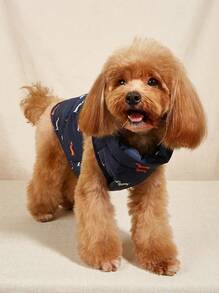 PETSIN 1pc Dog Print Pet Jacket - Royal Blue - View 1