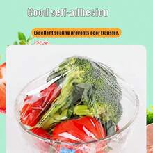 PE一次性食品保鲜盖，适用于冰箱/微波炉，温度范围：-60°C至110°C，密封性能优异。防撕裂，防漏。厨房冰箱食品保鲜盖，可用于存放剩菜、水果和杂货。防异味、防漏、防尘，也适用于冷冻室。冰箱食品保鲜盖。厨房保鲜配件，有助于保鲜蔬菜和水果。