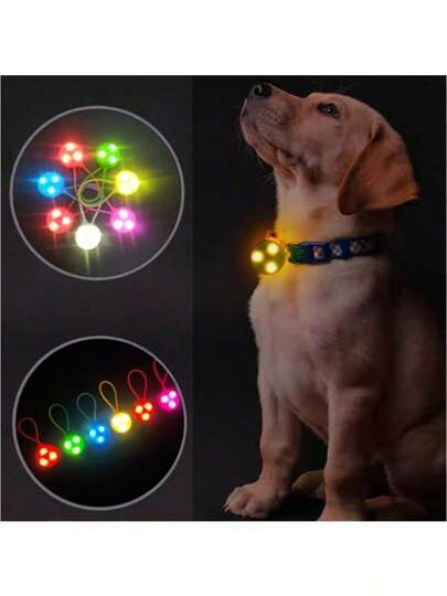 1 pieza Colgante de collar con luz LED para mascotas, luz para caminar perros al aire libre, accesorio luminoso para correa, etiqueta de collar de perro LED de silicona, decoración de nocturna, batería incluida