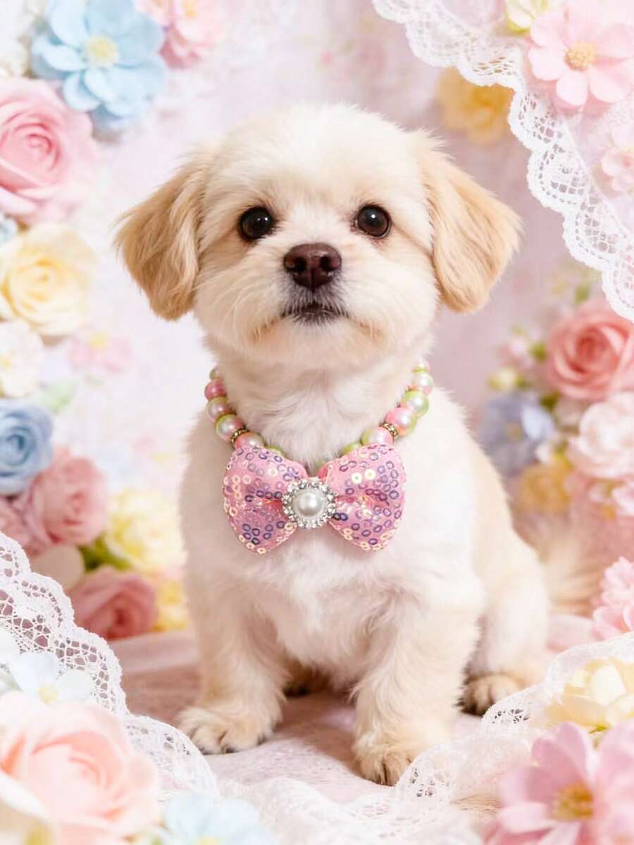 1 Piece Pet Bowknot Necklace; Adjustable Neck Circumference; Cat Necklace; Dog Necklace; Pet Supplies - Multicolor - View 1