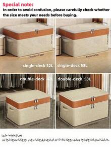 1pc Large Capacity Double-Layer Zippered Storage Box, Space-Saving Organizer For Clothes, Bedding, Suitable For Home, Room, Living Room, Travel - Multicolor - View 2