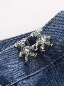 2pcs Bear Pattern Pants Sewing Buttons Jeans Buttons, No Sewing Removable Bear Waist Buckle Pants Waist Change Artifact Bear Buckle Skirt Buckle Decorative Buckle, Waist Change Artifact Pants Button, Adjustable Belt Button - 彩色 - 查看 9
