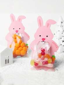 10/30/50Pcs Easter Cute Rabbit Greeting Card Candy Bag Bunny Easter Party Exchange Card Candy Package Gift Prizes - Multicolor - View 6
