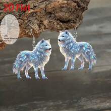 2D Flat Fashion White Radiant Fox 2D Acrylic Earrings - Perfect Gift For Family And Friends On Holidays, Birthdays, And Parties - Multicolor - Ver 2