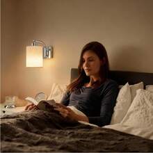 Juego de 2 Lámparas de Pared Inalámbricas Con Foco Recargables, Luces LED y RGB con Control Remoto, Apliques de Pared de Tela, iluminación para Recámara, Sala de Estar, Pasillo(plateado) - Negro - Ver 10