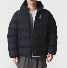 Nike JORDAN Men's Cotton Jacket, Loose Fit, New Winter Style, Warm And Water-Repellent Cotton Coat - Black - View 6