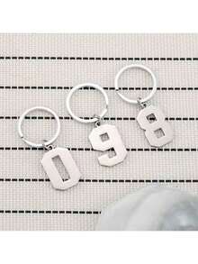 1 móc khóa số Ả Rập bằng thép không gỉ, thích hợp làm phụ kiện trang trí túi xách, móc chìa khóa xe hơi, món quà Giáng sinh hoàn hảo cho gia đình và bạn bè. - Bạc loại A - Xem 3