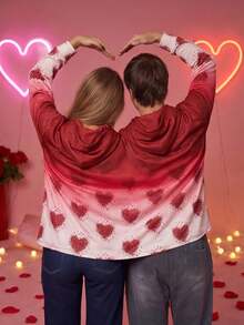 Áo nỉ dài tay hai lớp có mũ, có túi, không thể thiếu cho ngày Valentine, dành cho bạn thân/người yêu, cỡ freesize, họa tiết trái tim ombre. - Nhiều màu - Xem 6