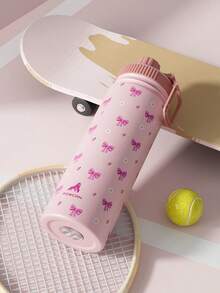Meoky 18oz Insulated Stainless Steel Sports Water Bottle With Straw And Handle Lid, Wide Mouth Design, Double Wall Leak-Proof, Keeps Cold For 24 Hours, Keeps Hot For 12 Hours - 18oz Pink Daisy Bow - View 8