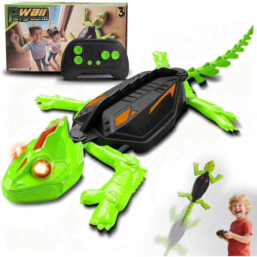 Camaleón a Control Remoto que Trepa Paredes para Niños, Juguete de Lagartija Recargable con Ojos LED, Dual Modo Suelo y Pared, Regalo de Halloween Navidad Cumpleaños para Niños y Niñas 3+ Años - Verde militar - Ver 1
