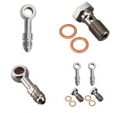 Odwmwhuh AC PERFORMANCE Stainless Steel Straight -3 AN Male To Banjo Eye Hole Diameter 10.2mm Brake Banjo Fitting With Bolt - As Pic - View 6
