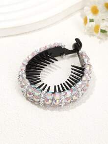 1个水钻发夹，女士半气球巢可伸缩发爪，发髻固定器配饰，发夹 - 彩色 - 查看 3