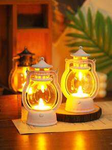 1个可爱复古迷你手持LED灯笼灯（含电池），室内桌面装饰LED仙女灯，装饰灯笼灯，婚礼派对节日露营装饰LED马灯 - 黃光 - 查看 2