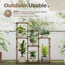 Tall Plant Stand Indoor Wood Shelf Outdoor Tiered Rack For Multiple Flowers 5-Tier 7-Pot Ladder Holder For Plant Pots Gardening Dr,37148573 - 玫瑰紅 - 查看 6