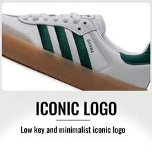 Adidas 三叶草女士复古撞色运动鞋，SAMBAE W，轻便舒适的低帮系带休闲鞋，配有半透明橡胶外底和优雅的刺绣三条纹。 - 白/森林綠 - 查看 5