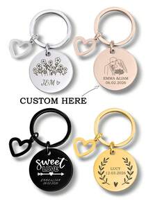 Customizable Stainless Steel Round Keychain With Laser Engraved Keyring And Key Holder, Portable Personalized Accessory, Personalized Engraved Gift - Multicolor - View 2