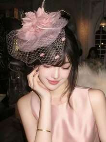 1pc Retro Black Mesh Mini Hair Clip, Birthday Photo Accessory, Ladies' Roaring 20s Style Veil Hat, Valentine's Day, Love, Cupid, XOXO, Claw Clips, Hair Slide, Hair Barrettes