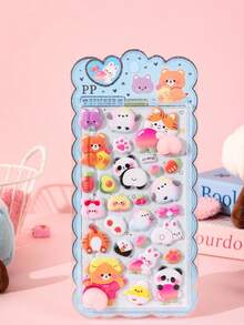 内含1张随机可爱小猫贴纸，3D立体泡泡贴纸，适合儿童和女孩。 - 彩色 - 查看 9