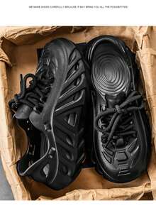 2022新款情侣系带水鞋，男女通用运动镂空凉鞋，男女沙滩鞋 - 黑色 - 查看 4