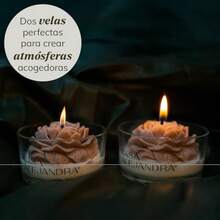 Set de 2 velas con flores artesanales Colección Luz de Vainilla Floral - Beis - Ver 5