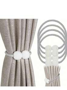 1pc/2pcs/4pcs Polyester Braided Rope Curtain Tie Backs, Multiple Colors & Sizes Available, Suitable For Curtain Fixing And Decoration