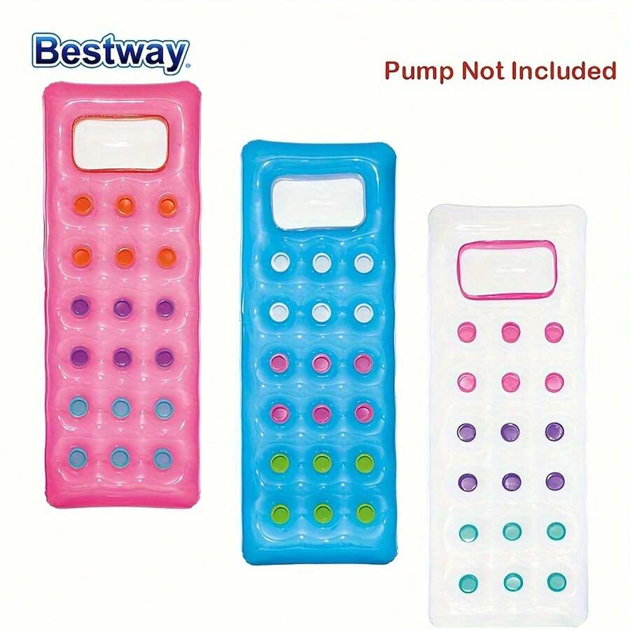 BestWay 43040 1件装 6'2" X 28"/1.88米 X 71厘米 日光浴泳池漂浮躺椅,188x71厘米 PVC 漂浮吊床,漂浮躺椅水上沙发沙滩垫,泳池沙滩海洋两用泳池躺椅漂浮垫,沙滩必备,泳池漂浮垫 - 淺藍色 - 查看 1