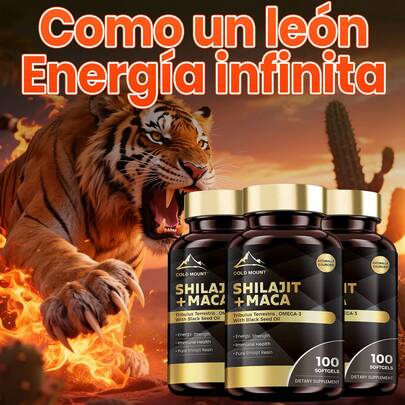 MEGNETA Energía y Vitalidad Diaria | Shilajit + Maca del Himalaya | Tribulus, Omega-3 y Aceite Negro | 100 Softgels | Para Hombres y Mujeres Hecho en EE.UU. IEn zonas con más de 35 °C,pedir con precaución, puede derretirse