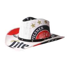 JEWELRYWE Western-Style Cowboy Hat, Printed Straw Curved Brim Cowboy Hat, Prairie Star Fedora, Outdoor Sun Hat, Party Hat - White - View 9