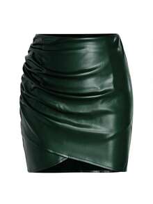 Chân váy ngắn xếp ly thời trang thu đông dành cho nữ - Xanh đậm - Xem 2