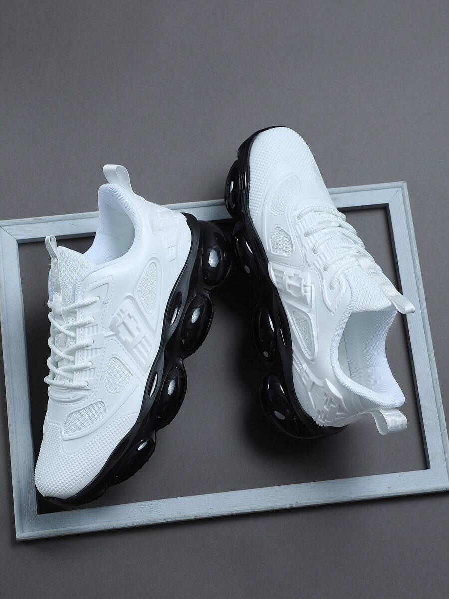 Giày thể thao nam, giày thời trang nam, giày buộc dây màu đen, giày đường phố đen trắng cá tính, giày casual. - Đen và trắng - Xem 1