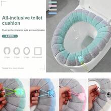 1pc Soft Knitted Toilet Seat Cover - Elastic, Warm And Comfortable, Available In Pink, Made Of Ultra-Soft Microfiber, Enhances Hygiene And Style, Fits Toilet Lid Closely, Soft Knitted Texture, Bathroom Decor Accessory, Bathroom Comfort Accessory, Snug Fitting Cover, Soft Knitted Material, Bathroom Decor Accessory - Green - View 5