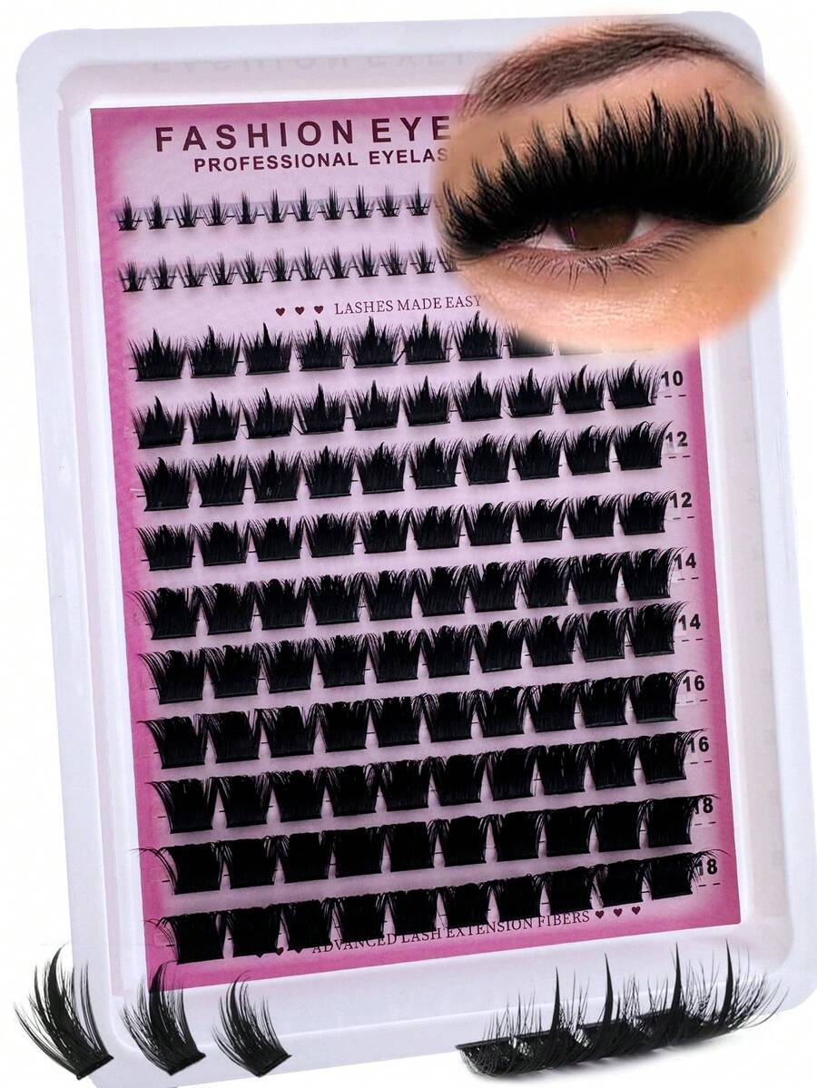 3-In-1 Eyelash Cluster, Includes 300D Long Lashes And Lower Lashes, Length 6-18mm, D/DD Shade, 136pcs, Thick Single Lashes, DIY Lash Extension, Cartoon Style, Mink Hair Material, Suitable For Various Makeup Looks, Reusable, Applicable For Daily Makeup, Cosplay, Daily Life, Wedding, Date, Party, Music Festival, Halloween, Christmas And Other Occasions - D - 查看 1