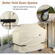 NettyPro - Cubierta para parrilla de gas de 132 cm impermeable 600D resistente al agua para barbacoas  Char-Broil Brinkmann Nexgrill y más color beige - Beis - Ver 3