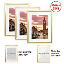 3pcs 30x40 40x50 50x70cm Picture Frames Black Thin Aluminum For Poster Photo Metal Frames With Plexiglass Mat Wall Mount Table Home Decor - 金色 - 查看 13