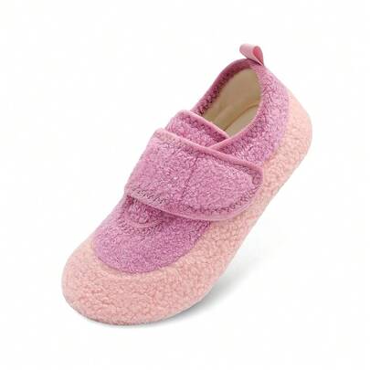 JOINFREE Slippers For Women Men Wide Fit Cozy Indoor House Slipper Socks Non-Slip Thin Rubber Sole Barefoot Slip-On Winter Shoes Adjustable For Diabetic Swollen Edema Feet,5-6WideWomen/3-4WideMen,PinkPurple
