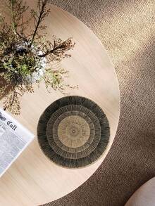 1/2/4/6/8pcs (15 Inch) Round Woven Placemats, Natural Woven Table Mats, Non-Slip Coasters, Suitable For Dining Table, Family Gatherings, Halloween, Christmas, Wedding Parties, Round Jute Striped Placemats, Bohemian Natural Material Creative Placemats, Suitable For Restaurant Dining Table Decor, Vase Decor Pads, Home Kitchen Dining Table Decor Non-Slip Pads For Holiday Parties, Birthdays, Weddings, Home Decor - Black - View 6