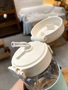 高品质塑料吸管水瓶，适合学生使用，ins风设计，防漏，耐热，简约清新设计，女士礼物 - 藍色 - 查看 9