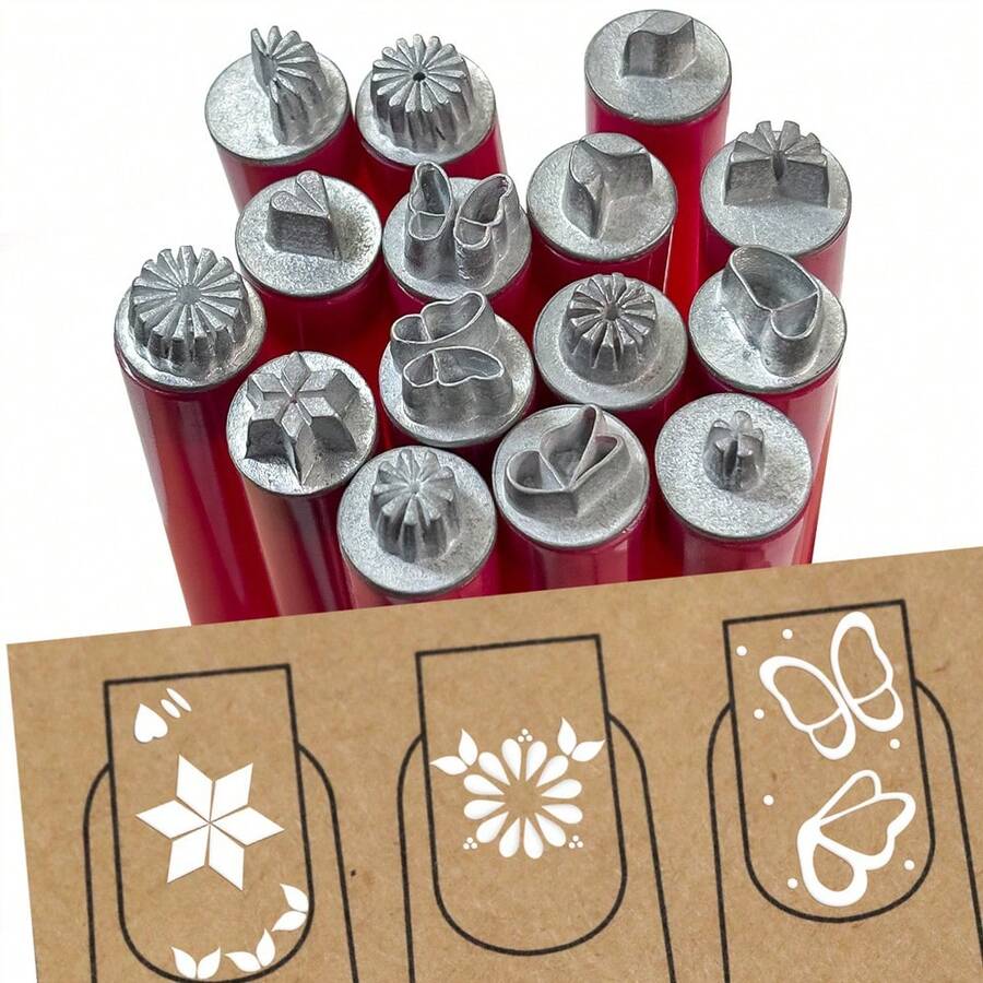 Metal Nail Art Stamping Pen Set - Rose Red - View 1
