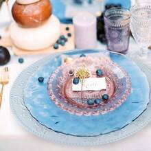 Platos Base de 13 Pulgadas 6 Piezas Platos Base Redondos Vajilla de Servicio para Bodas Fiestas Azul - Azul Floral Azul - Ver 4