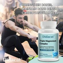 Triple Magnesium Complex Supplement, 120 Capsules, Contains Magnesium Glycine, Magnesium Malate, And Magnesium Citrate To Support Muscle And Bone Health. - 1 chai - Xem 5