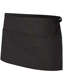 EstiloTendenciaDelantal De Cintura Con 2 Bolsillos - Negro, Corto De Media Cintura Para Hogar, Cocina, Pub, CafeteríA - Para Mujeres Y Hombres, Camareros Y ServidoresCalidad PremiumVersióN Mejorada - 1 - Ver 7