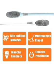 EstiloEscobillero de Silicona, Cepillo para Lavar Baño, Juego de Escobilla y Soporte para Inodoro de Baño, Cabezal de Cepillo Flexible con Cerdas de Silicona (Azul)Versión mejorada - azul - Ver 9