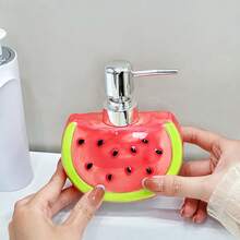 1 Set Watermelon Shaped Soap Dispenser And Lotion Bottle, Suitable For Home Bathroom Use, Featuring Pump Design To Hold Hand Wash, Comes With High-Quality Ceramic Refillable Bottles - Multicolor - View 1