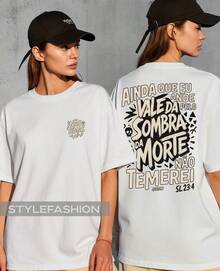 Valley Of The Shadow Of Death T-Shirt Jesus God Religion Bible Verse Psalm 23:4 100% Cotton Shirt Unisex Blouse - 白色 - 查看 3