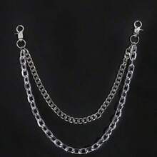 1 件女士简约金属裤链，金属链多层腰链朋克摇滚风格牛仔裤配饰夏季、学校秋季、秋季、万圣节 - 銀色 - 查看 8