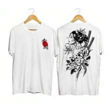 Camiseta Básica Estampa Grande  Algodão Kaos Gheisha Atasan envio imediato - Branco - Visão 2