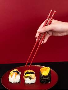 5 Pairs Chinese Chopsticks Reusable Fiberglass Dishwasher , 9.6 Inch/24.3cm Matte Non-Slip Family/ Hotel/ Restaurant Japanese Chop Sticks,Chop Sticks For Family Restaurant- Red,Christmas&New Year Chopstick Gift, Traditional Red - Red - View 1