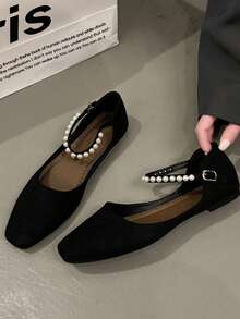 Nuevos zapatos Mary Jane planos retro para mujer, zapatos planos minimalistas suaves y elegantes para primavera/verano - Negro - Ver 3